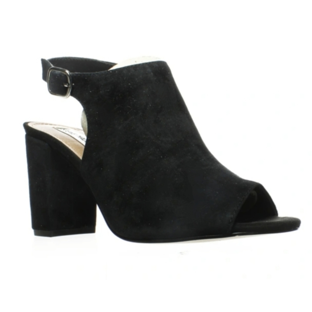 Steve Madden Deagen Black Suede Peep Toe Heels Women's 10 NWOT